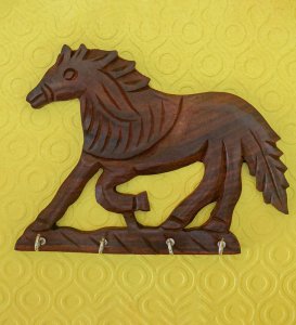 Wooden Handcrafted Key Holder, Running Horse Shaped Key Holder, Best for Gifts Set Of 3