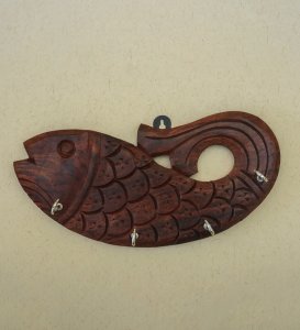 Wooden Handcrafted Key Holder, Fish Shaped Key Holder, Best for Gifts Set Of 3
