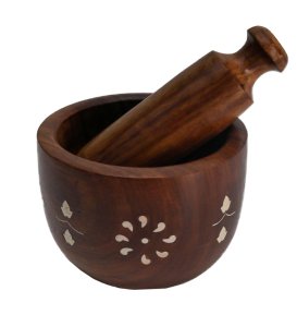 Wooden Handcrafted Mortar And Pestle, Wooden Set Of Masher