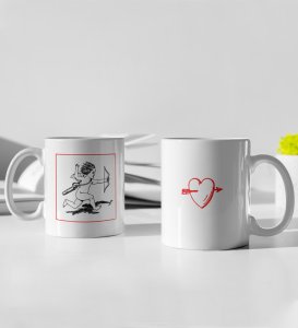 Cupid Hitting Arrow, Printed Coffee Mug For Couples