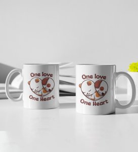 One Love One Heart Printed Couple Coffee Mugs