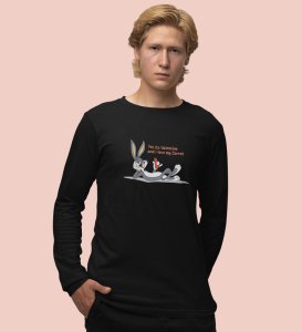 Bunny Loves carrot: (black) Full Sleeve T-Shirt For Singles