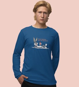 Bunny Loves carrot: (blue) Full Sleeve T-Shirt For Singles