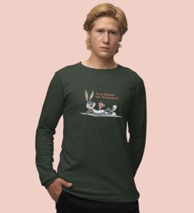 Bunny Loves carrot: (green) Full Sleeve T-Shirt For Singles