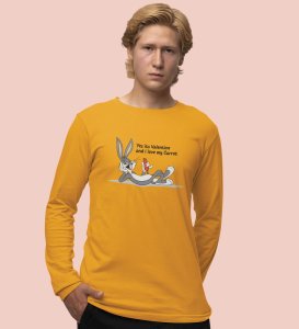 Bunny Loves carrot: (yellow) Full Sleeve T-Shirt For Singles