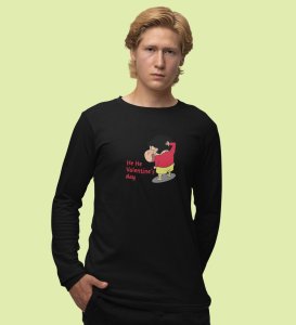 Valentine's Day Is Here: Printed (black) Full Sleeve T-Shirt For Singles