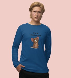 Oh No Valentine: Attractive Printed (blue) Full Sleeve T-Shirt For Singles