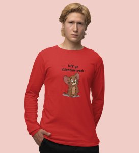 Oh No Valentine: Attractive Printed (red) Full Sleeve T-Shirt For Singles