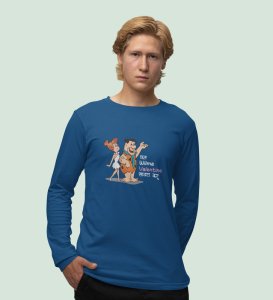 Marathi StoneAge Man: (blue) Full Sleeve T-Shirt For Singles