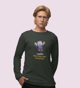Valentine Ninja: Printed (green) Full Sleeve T-Shirt For Singles
