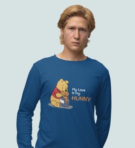I Love Honey: Printed (blue) Full Sleeve T-Shirt For Singles