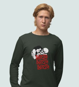 Love Is Insane : Printed (green) Full Sleeve T-Shirt For Singles