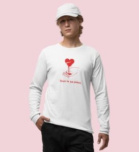 No Love No Pain: Sublimation Printed (white) Full Sleeve T-Shirt For Singles