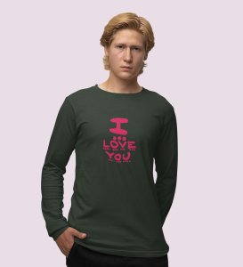 I Love You: Sublimation Printed (green) Full Sleeve T-Shirt For Singles
