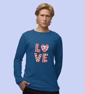 Pure Love: Attractive Printed (blue) Full Sleeve T-Shirt For Singles
