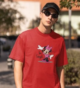 Favourite Cartoon Character Printed (Red) T-Shirt For Singles