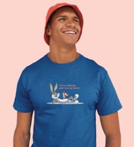 Bunny Loves carrot: (Blue) T-Shirt For Singles