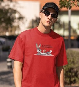 Bunny Loves carrot: (Red) T-Shirt For Singles