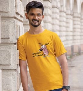 Any Plans On Valentine: Printed (yellow) T-Shirt For Singles
 