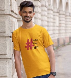 Single For Life : Sublimation Printed (yellow) T-Shirt For Singles
