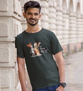 Marathi StoneAge Man: (Green) T-Shirt For Singles