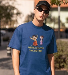 Happy Couples: Amazingly Printed (Blue) T-Shirt For Singles
