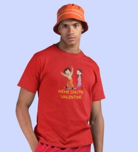 Happy Couples: Amazingly Printed (Red) T-Shirt For Singles

