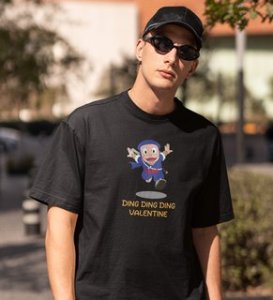 Valentine Ninja: Printed (black) T-Shirt For Singles
