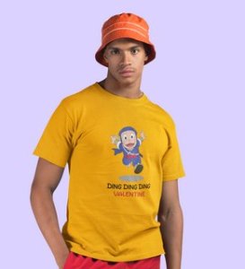Valentine Ninja: Printed (yellow) T-Shirt For Singles
