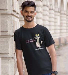 Cats Love Valentines: Amazingly Printed (black) T-Shirt For Singles