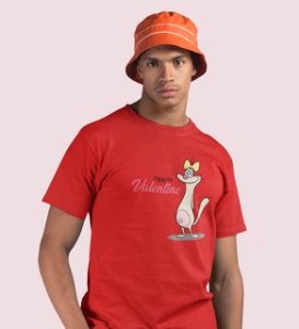 Cats Love Valentines: Amazingly Printed (Red) T-Shirt For Singles