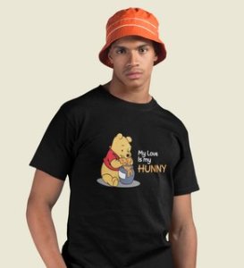 I Love Honey: Printed (black) T-Shirt For Singles