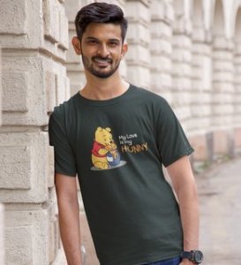 I Love Honey: Printed (Green) T-Shirt For Singles