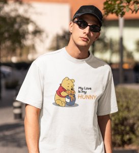 I Love Honey: Printed (white) T-Shirt For Singles