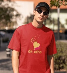 Te Amo: Sublimation Printed (Red) T-Shirt For Singles
