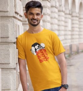 Love Is Insane : Printed (yellow) T-Shirt For Singles