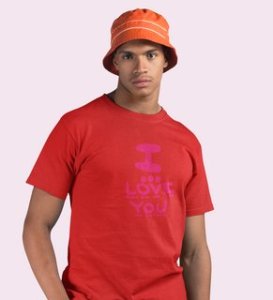 I Love You: Sublimation Printed (Red) T-Shirt For Singles
