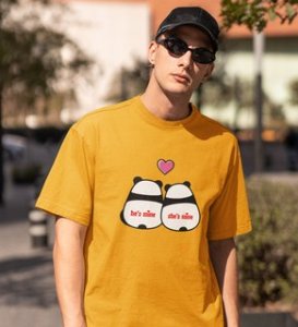 Made For Each Other: Sublimation Printed (yellow) T-Shirt For Singles
