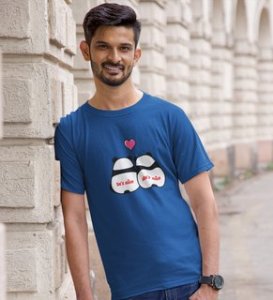 Made For Each Other: Sublimation Printed (Blue) T-Shirt For Singles
