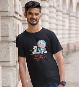 Cute Couples: Printed (black) T-Shirt For Singles
