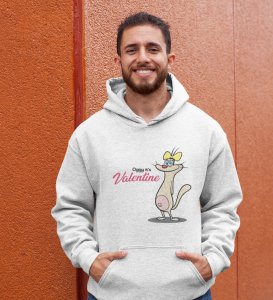 Cats Love Valentines: Amazing Printed (white) Hoodies For Singles