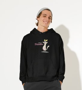 Cats Love Valentines: Amazing Printed (black) Hoodies For Singles