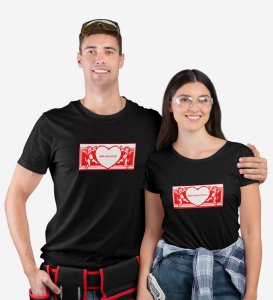 Mr Khadoos/Mrs Beautiful Printed (Black) T-Shirts For Couples