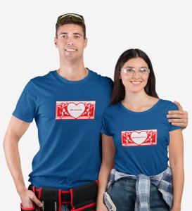 Mr Khadoos/Mrs Beautiful Printed (blue) T-shirts For Couples