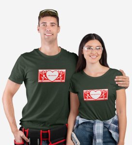 Mr Khadoos/Mrs Beautiful Printed (green) T-shirts For Couples
