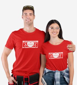 Mr Khadoos/Mrs Beautiful Printed (Red) T-shirts For Couples