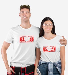 Mr Khadoos/Mrs Beautiful Printed (White) T-shirts For Couples