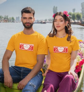 Mr Khadoos/Mrs Beautiful Printed (Yellow) T-shirts For Couples