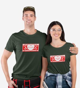 Mr No Reaction/ Mrs Kalesh Queen Printed Couple (green) T-shirts