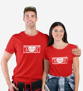 Mr No Reaction/ Mrs Kalesh Queen Printed Couple (Red) T-shirts